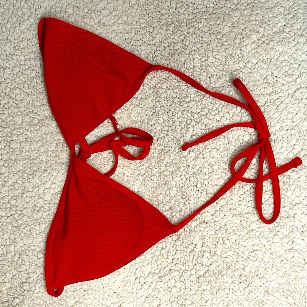 Large red bikini top